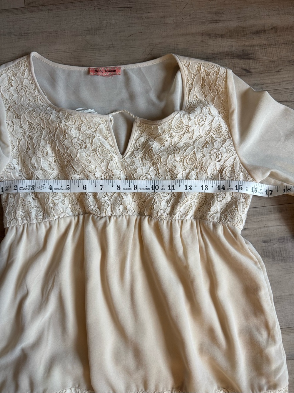 Flying Tomato Cream Lace Babydoll Boho Mini Dress | Size S - Picture 5 of 5